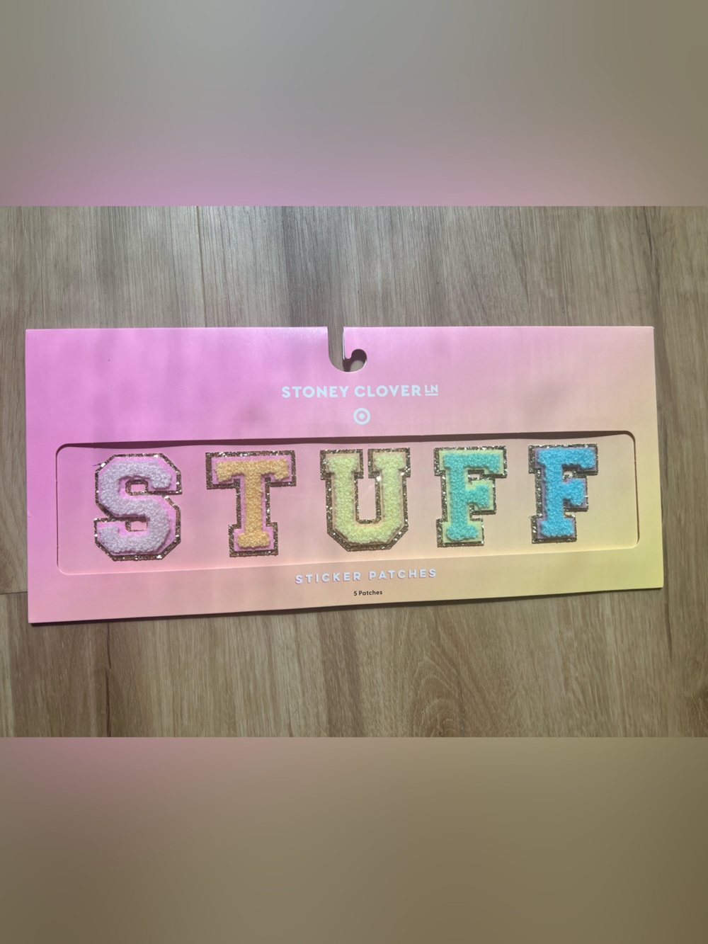Stoney Clover Lane 'STUFF' Glitter Sticker Patches - Pastel Rainbow